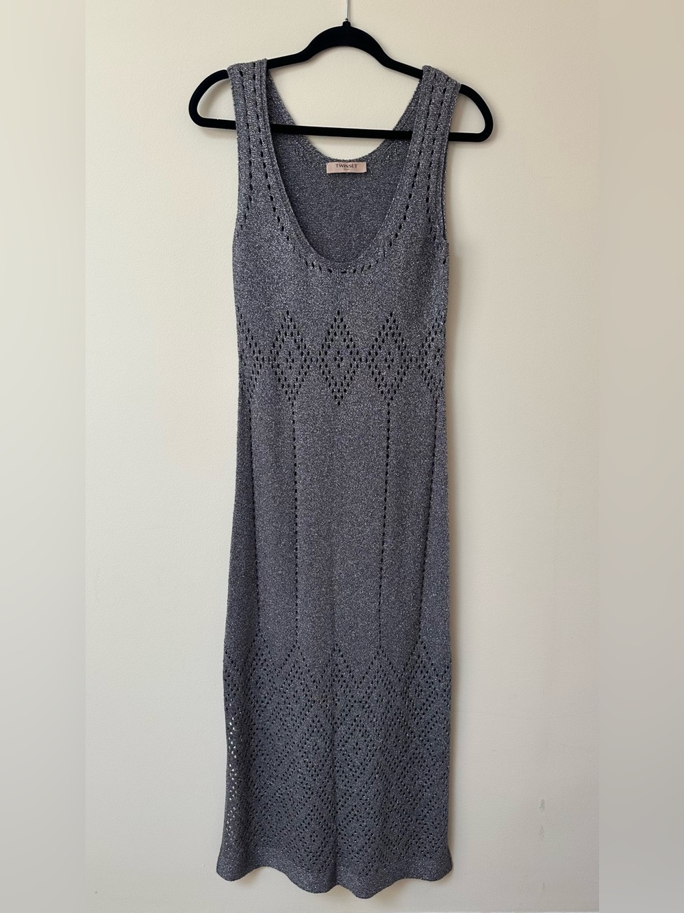 Twin-Set Milano Gray Knit Maxi Tank Dress